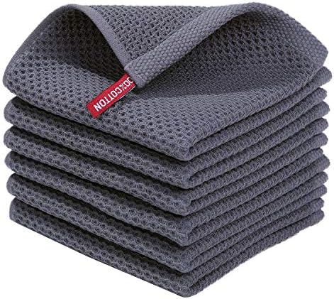 Homaxy 100% Cotton Waffle Weave Kitchen Dish Cloths, 12 x 12 Inches