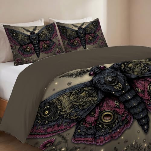 Charcoal Gray Mysterious Halloween Animals Duvet Cover Set For Women