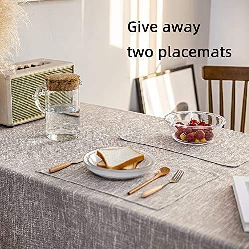 Waterproof Linen Tablecloths Rectangle Dining(70"x110") Gray Coffee
