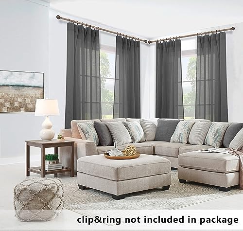 Dark Gray Curtains 108 Inches Long for Living Room Set of 2 Rod Pocket