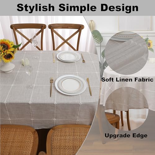 Gernaice Plaid Oval Tablecloth Checkered Table Cloth 60" x 84" Brown
