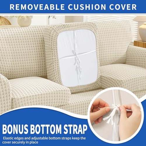 MAXIJIN 4 Pieces Stretch Couch Covers for 3 Cushion Sofa Pet Friendly