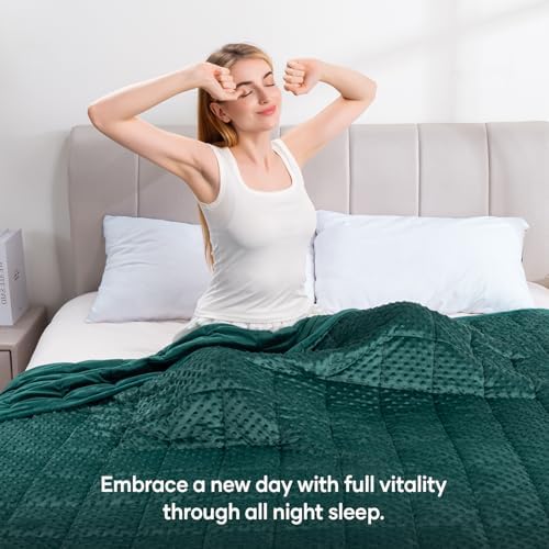 Wemore Weighted Blanket for Adults 25 lbs King Size 80"x87" Dark Green