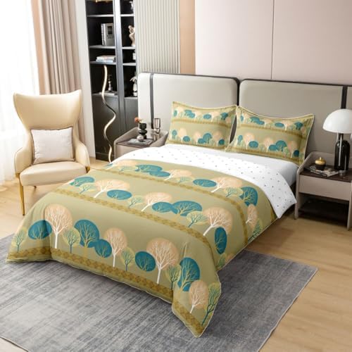 Erosebridal Boho Trees Duvet Cover Set Abstract Beige 100% Cotton