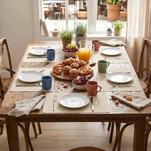 Faux Leather Placemats Set of 6, 12 X 17 Inch - Vinyl Heat Resistant