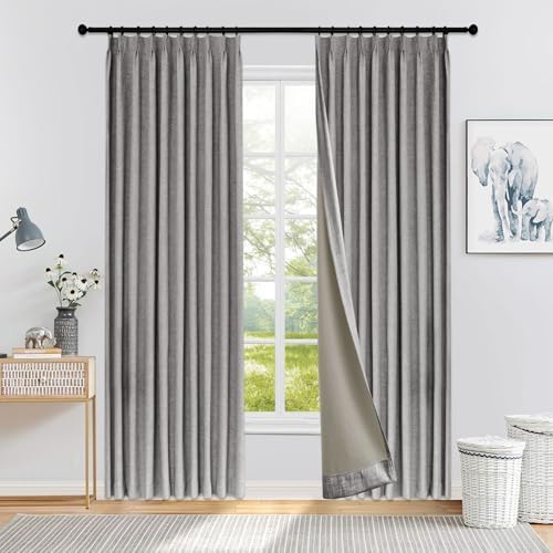 Fcosie Total Blackout Thermal Curtains 84 Inches Long Linen Texture