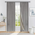 Fcosie Total Blackout Thermal Curtains 84 Inches Long Linen Texture