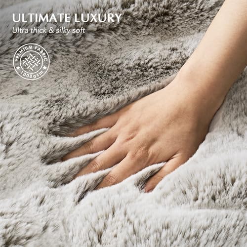 EVERGRACEHOME Luxury Soft Faux Chinchilla Fur Throw Blanket 60”x80”