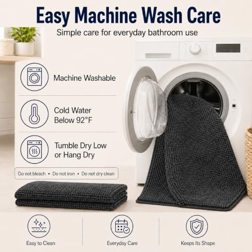 Bathroom Rugs Sets 2 Piece Thicken Chenille Bath Mats Set, Extra Soft