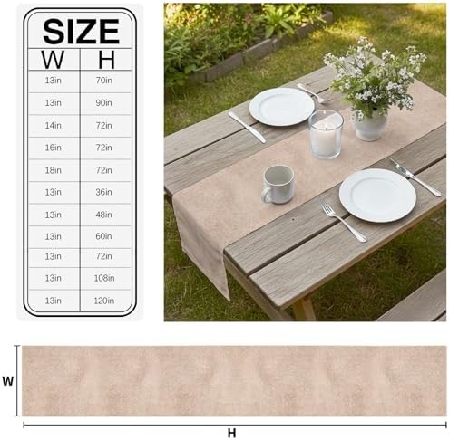 Beige Burlap Texture Table Runner 108 Inch Long Dresser Scarves Linen