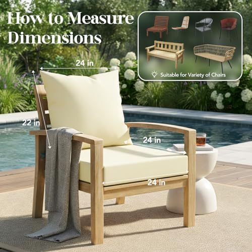 L’AGRATY Outdoor Chair Cushions for Patio Furniture:24" x 24" Deep