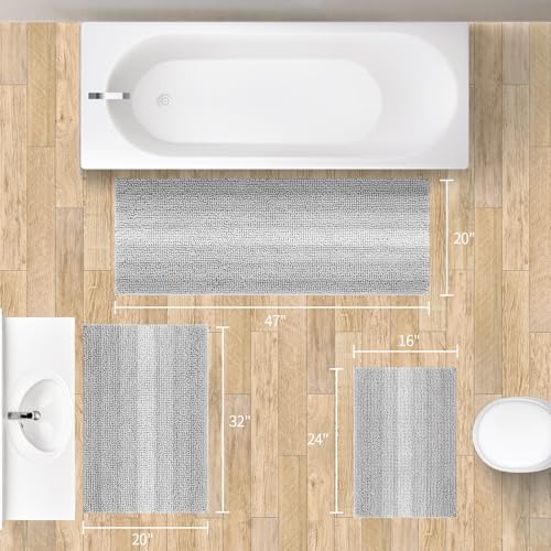 Gibelle Chenille Bathroom Rug Set 2 Piece - Non Slip Bath Mat 16x24