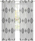 Grey Boho Sheer Curtains 63 Inch Length 2 Panels Set Western Ethnic