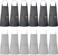 Handepo 12 Pcs Cotton Striped Aprons for Cooking