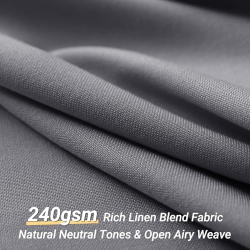 Grey Linen Shower Curtain for Bathroom Cream Boho Farmhouse Shower
