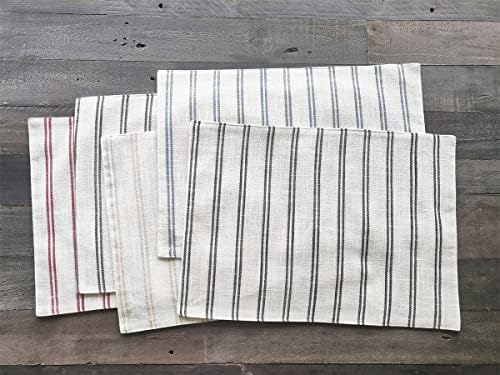 Fennco Styles Modern Striped Linen Blend Placemats 14" W x 20" L, Set