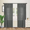 cololeaf Linen Curtains 84 inches Long Pinch Pleated Curtains Neutral
