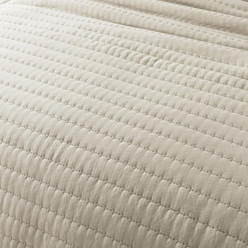 ROARINGWILD Beige Quilted Quilt Set, Queen Size, Lightweight, 3 Pieces