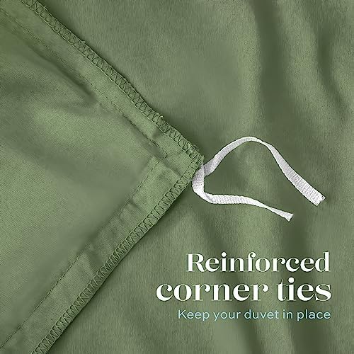 White Classic Sage Green Duvet Cover King Size, Microfiber Duvet Cover