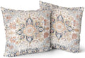 Cream Blue Orange Teal Vintage Bohemian Pillow Covers 22x22 In Mustard