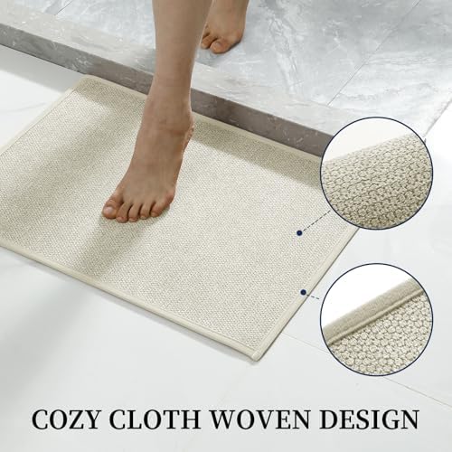 YIHOUSE Beige Bathroom Rugs Sets 4 Piece, Quick Dry Thin Bath Mat with