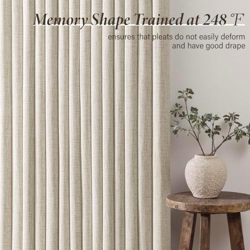 MIULEE Pinch Pleated Thick Linen Curtains 40x84 Inches Oatmeal 4
