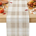 Khaki Plaid Table Runner Brown Tan White Rustic Chic Country Farmhouse