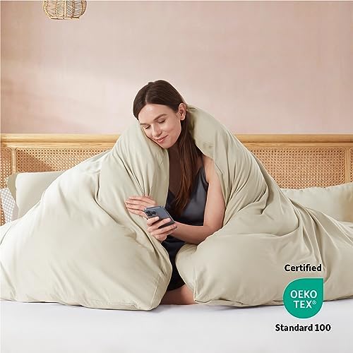 Nestl Queen Duvet Cover Set with Comforter Insert - Beige Cream