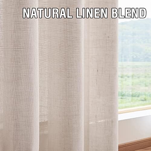 2 Pack Linen Elegant Curtains 63 Inches Long 7 Tab Top Breathable and