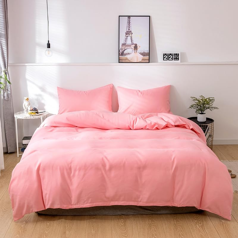 3‐Piece Solid Duvet Cover Set, Solid Color Soft Brushed Microfiber