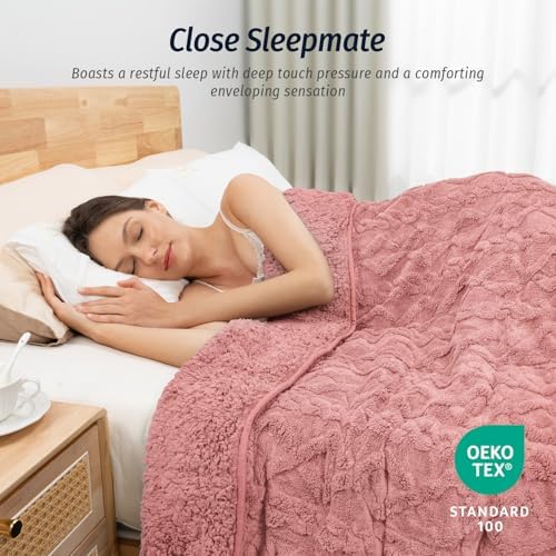 Wemore Weighted Blanket for Adults Queen Size 15 lbs 60"x80" Apricot