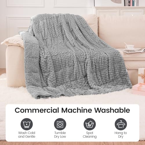 Fleece Sherpa Weighted Blanket for Adults, Ultra Soft Fuzzy, 60"x80"