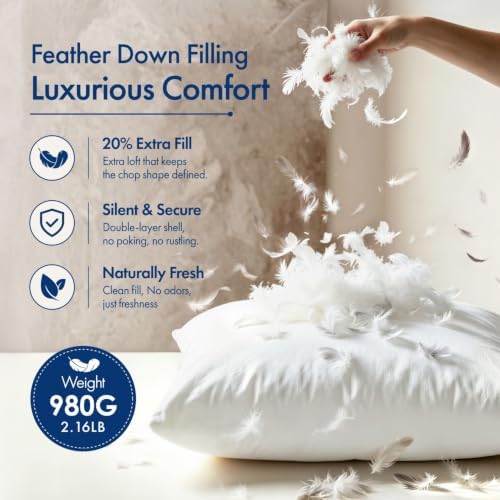 MIULEE 20x20 Pillow Inserts, Premium Feather and Down Pillows Pack of