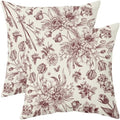 Burgundy Red Floral Pillow Covers 18x18 Set of 2 Vintage Flower