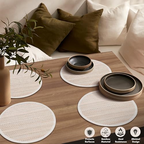 Hausattire Bamboo Placemats for Dining Table Set of 4 Washable