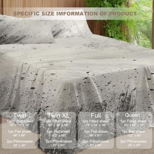 Abstract Art Monochromatic Twin XL Sheet Set, Artistic Splatter