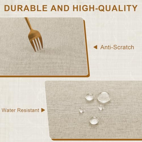 Hiasan Oval Faux Linen Textured Waterproof Tablecloth, 60 x 102 Inch