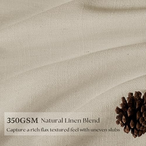 Oatmeal Pinch Pleat Semi Sheer Linen Curtains 84 Inch Long for Living