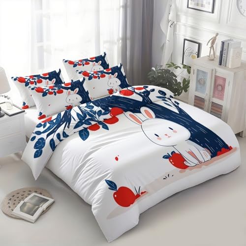 California King Duvet Cover Set Cartoon Illustrations Fruit Trees