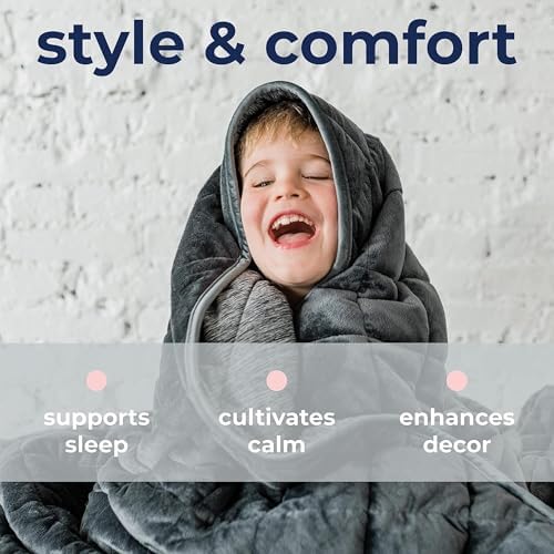 Weighted Blanket - 8 lbs Dark Gray, 60x88 Twin, Double-Sided Comfort