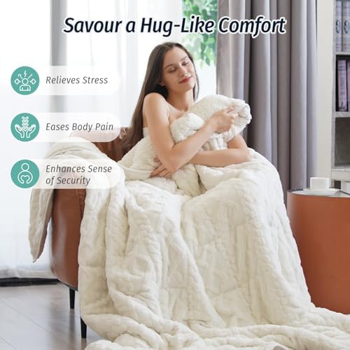 Wemore Weighted Blanket for Adults Twin Size 15 lbs 48" x 72" Cream