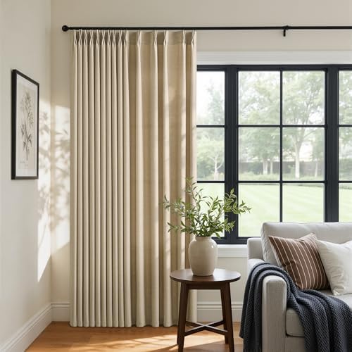 70 Inch Extra Wide Curtains 84 Inches Long Thick Linen Pinch Pleat