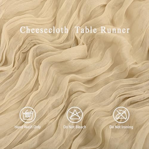 8 Pack Beige Cheesecloth Table Runner 17x108 inch Boho Gauze Cheese