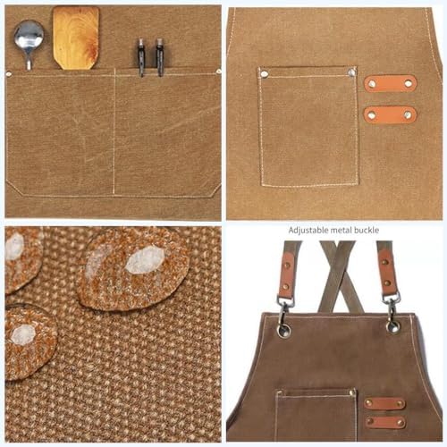 Chef Apron Cotton Canvas Apron. Cross Back Apron for Men Women with