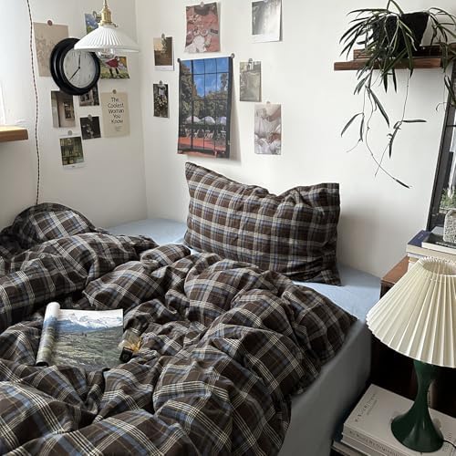 mixinni Vintage Buffalo Plaid Duvet Cover Set California King, 3 Piece