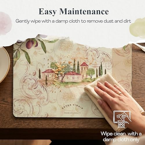 Pimpernel Olive Orchard Placemats, Set of 4 - Cork Backed & Heat