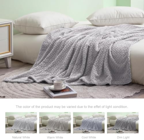 Exclusivo Mezcla Soft Fleece Bed Blanket King Size, 90”x104”, Light