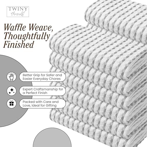 TWINY threads 4 Pack 100% Cotton Kitchen Towels, 16"x26"
