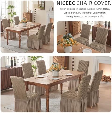 NICEEC Dining Room Chair Covers for Dining Chair Covers Set of 6