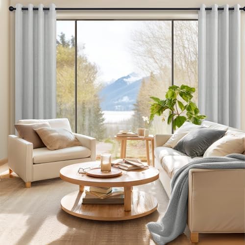 Pitalk 2 Panel Set 63 Inch Curtains for Bedroom Grommet Flax Faux